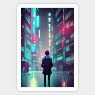 A Cool Man Tokyo Neon Anime Japan Night Street Vibes <3 Sticker